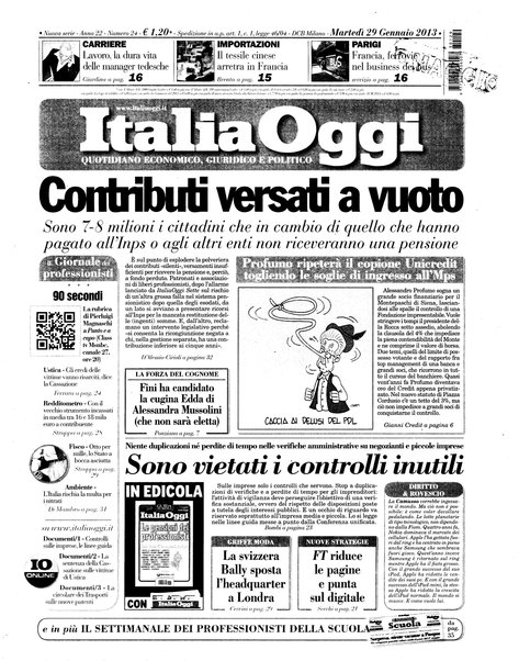 Italia oggi : quotidiano di economia finanza e politica